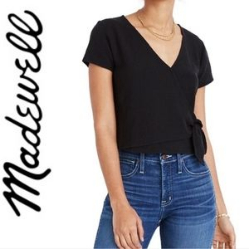 Madewell faux wrap texture and thread top